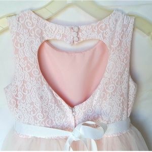 flower girl dress with heart cutout in back